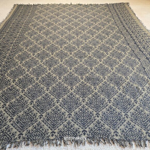 NWOT Wool Scarf Fringe Jacquard Nordstrom BP. Olive Green and Black - Picture 5 of 11